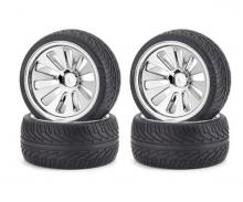 1:10 CV-10B, on-road tyre set, chrome rims