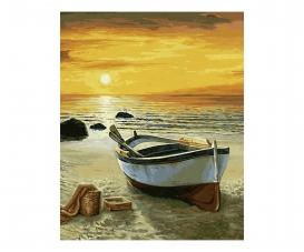 Fishing Boat on the Beach  40 x 50 cm - Painting by Numbers
