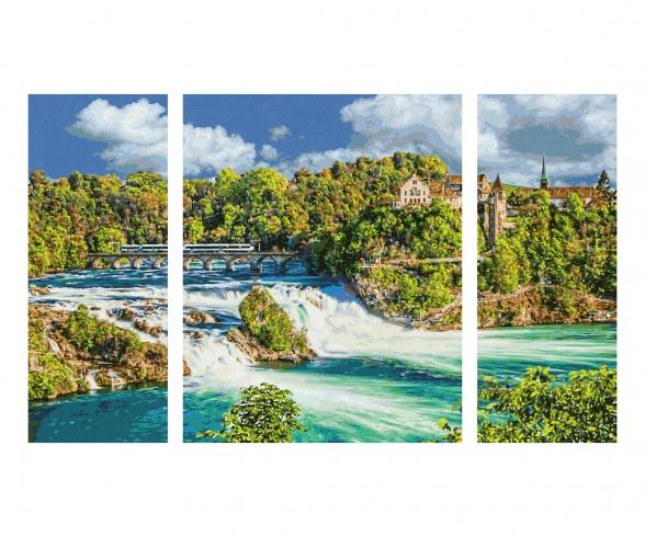 Rhine Falls Natural Spectacle Triptych - Painting by Numbers