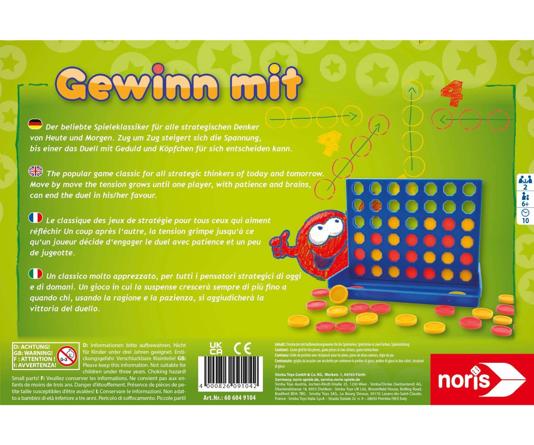 Noris „Der Bunte Würfel“ – Kinderspiel Ab 4 Jahre, Für 2-4 Spieler