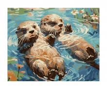 Pair of Otters 24 x 30 cm - Painting by Numbers