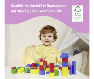 Coloured Wooden Blocks with Storage Box - 100 Pieces