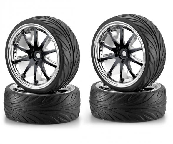 1:10 BigWheel-Set 02, 10spoke bla/Ch (4)