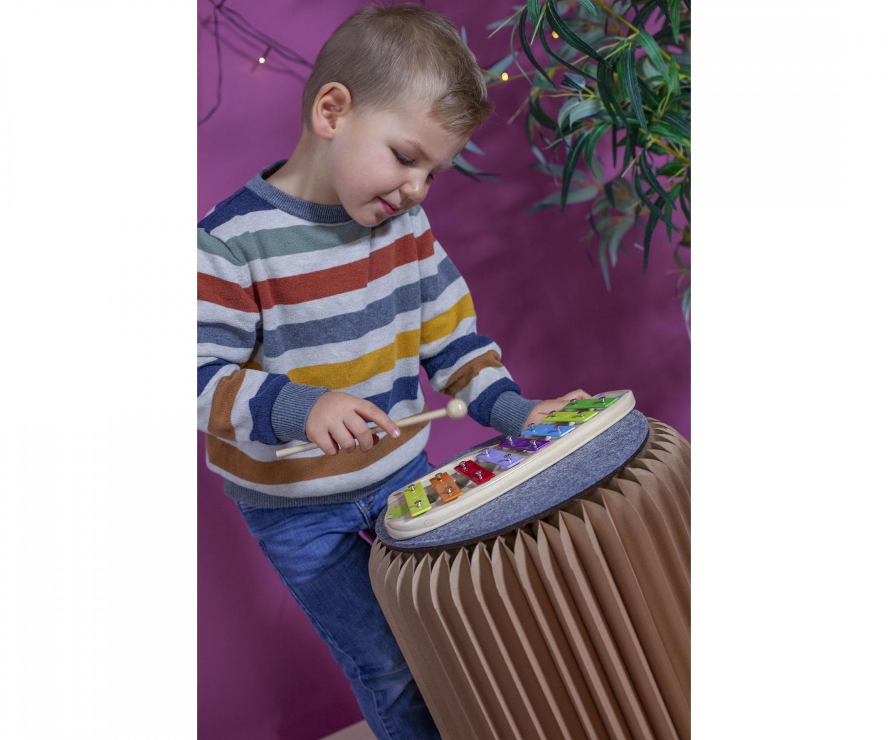 Guitare Enfant Bleue Eichhorn En Bois - Cordes Accordables Avec Dinosaure, Dès 3 Ans