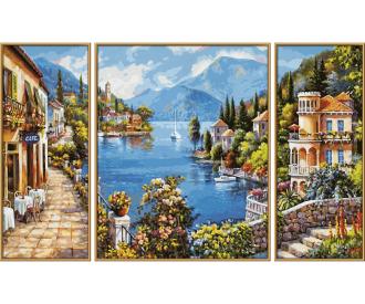 Lago Romantico Triptych - Painting by Numbers