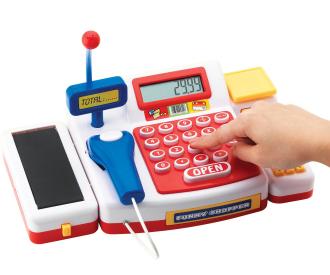 Caisse enregistreuse avec scanner et tapis roulant