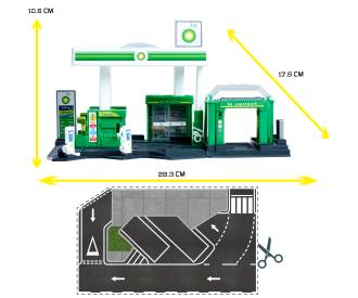 Petrol Station BP with 1 Vehicle, 17.5 x 28.3 x 10.5 cm