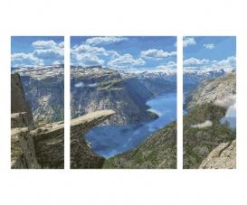 Trolltunga in Norway Triptych - Painting by Numbers