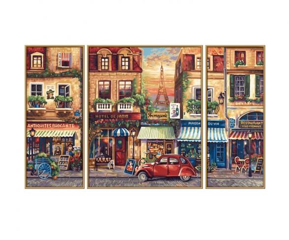 Paris Nostalgia Triptych - Painting by Numbers
