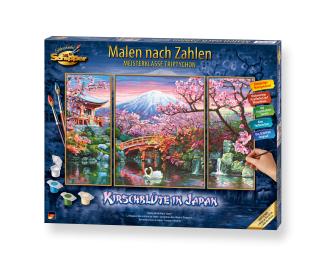 Cherry Blooming in Japan Triptych - Painting by Numbers