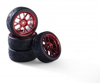 1:10 Y-Design3, wheel set, red 4-piece rims