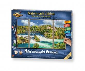 Rhine Falls Natural Spectacle Triptych - Painting by Numbers
