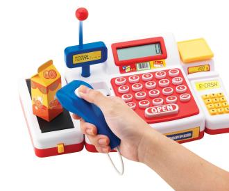 Caisse enregistreuse avec scanner et tapis roulant