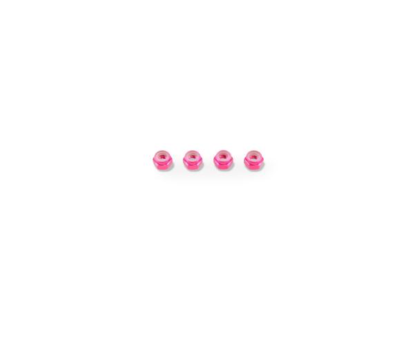 Aluminum 4mm Lock Nut Pink (4)