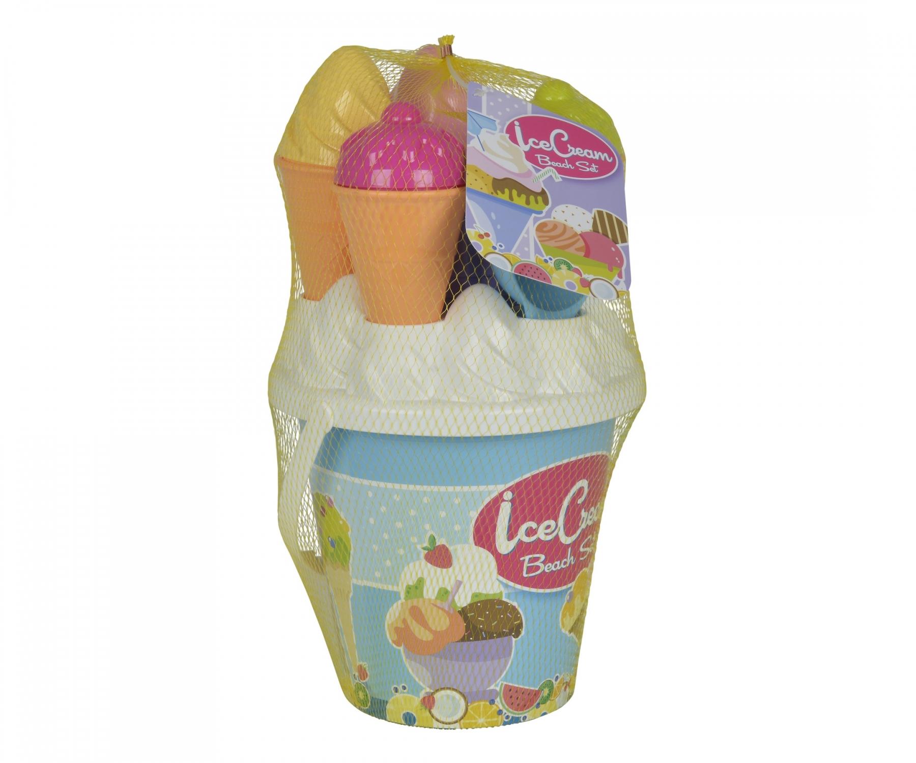 Simba Support à Glace – Jeu De Bac à Sable 10 Pièces – 29 Cm – Gaufres, Gobelet, Boules De Glace – Dès 3 Ans