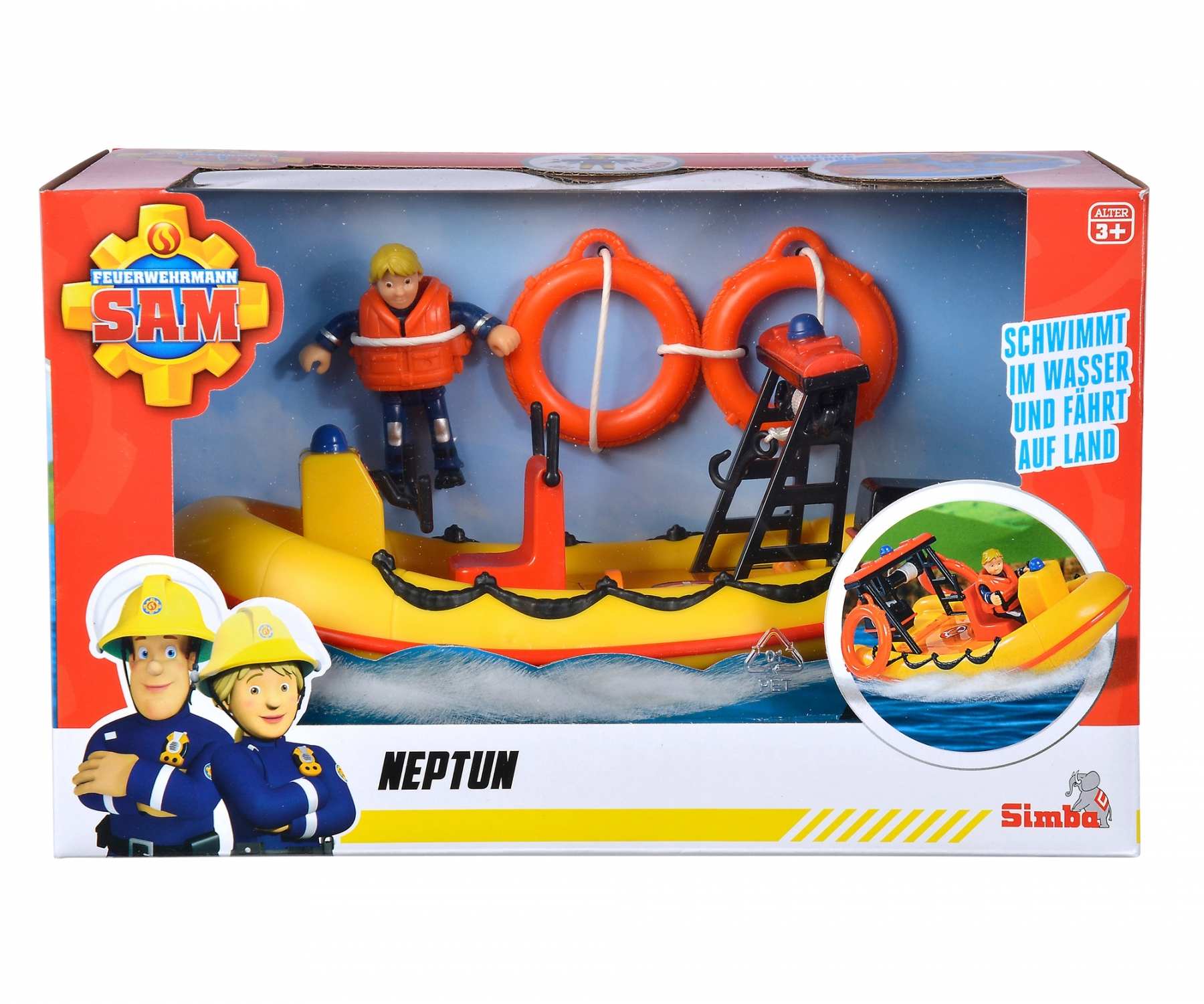 Fireman Sam Neptune Rescue Boat Toy With Figure - Floating Bath Toy With Winch & Secret Compartment | For Kids Age 3+