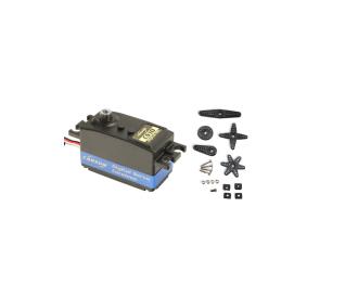 Servo CS-10DS - RC low-profile JR, coreless motor, 9.53kg actuating torque, metal gearbox, waterproof, ball bearing, 0.09sec actuating time, black-blue