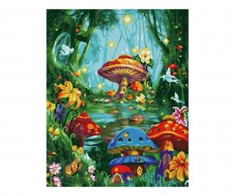 Magic mushroom village - painting by numbers