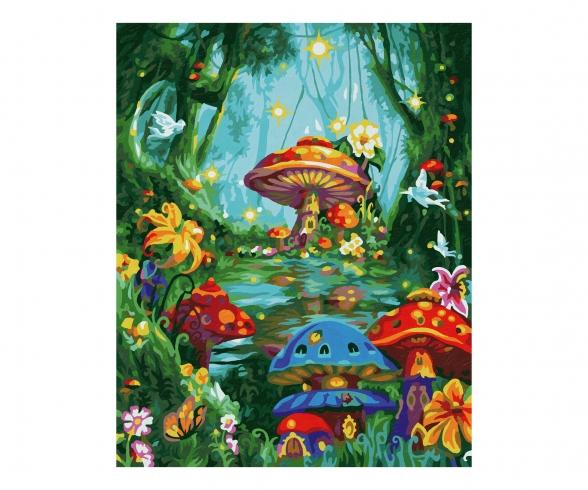 Magic Mushroom Village 24 x 30 cm - Painting by Numbers