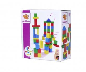 Coloured Wooden Blocks - 50 Pieces