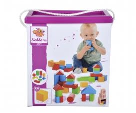 Coloured Wooden Blocks Baby - 50 Pieces
