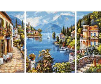 Lago Romantico Triptych - Painting by Numbers