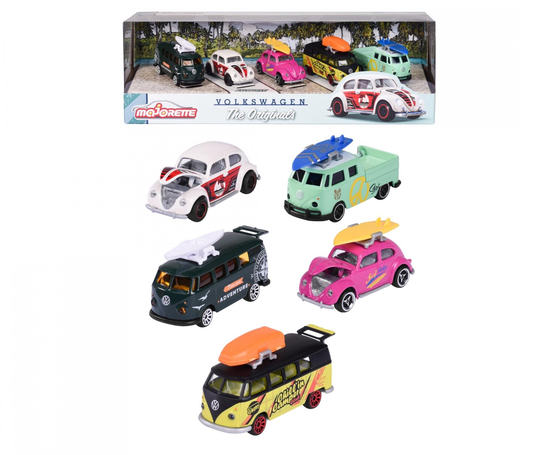 Coffret 5 Voitures Miniatures Volkswagen Majorette - Échelle 1/64 - Portes Ouvrantes Et Suspensions - 212055008