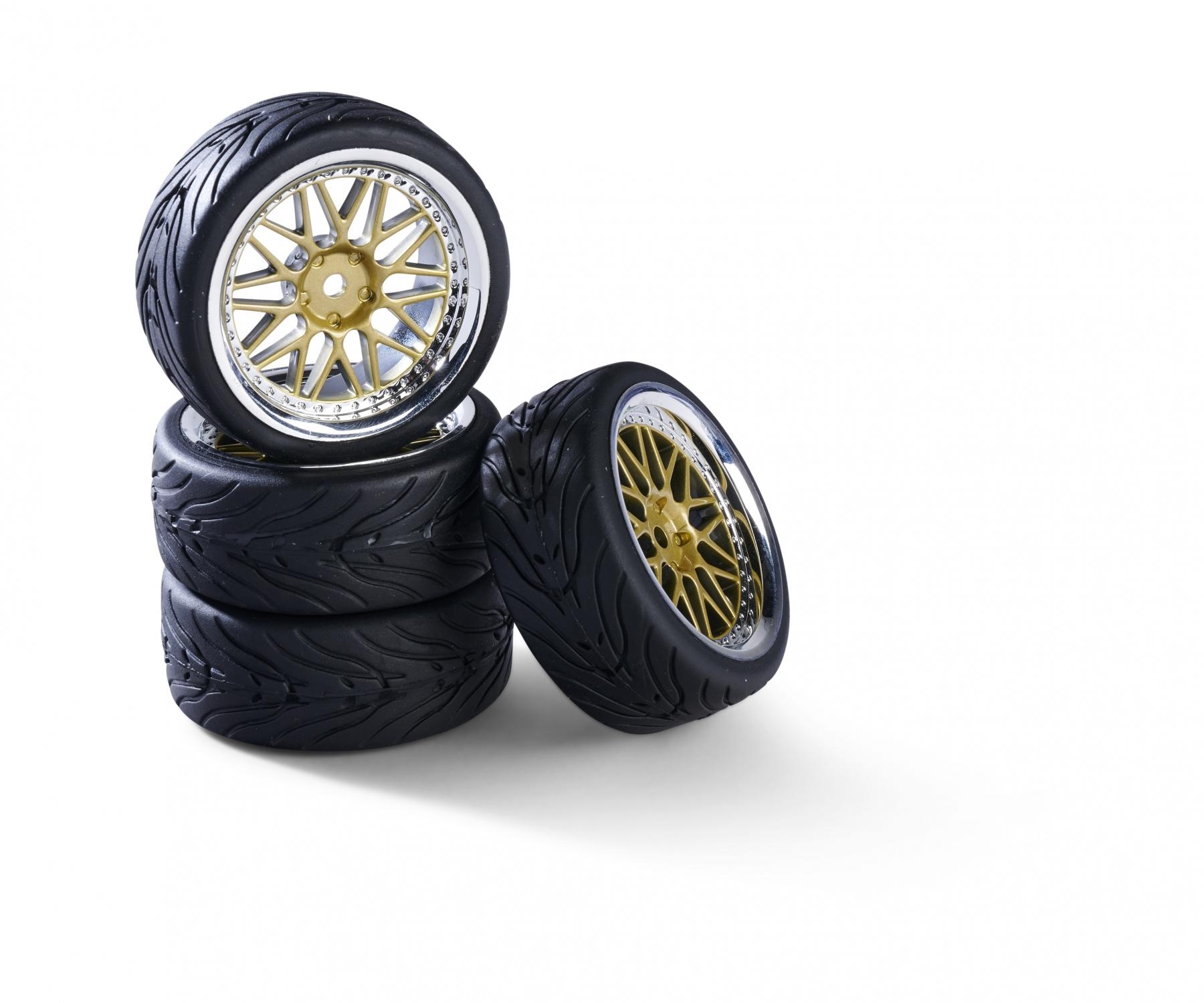 Jeu De 4 Roues Chromées 6 Spokes Pour Modélisme RC 1:10 Carson - Neuf