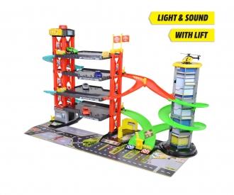 Parking Garage Playset With Lift and 5 Vehicles