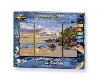 Evening Mood in Paradise Triptych - Painting by Numbers