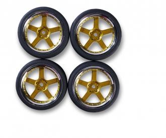 1:10 wheel set 5 sp.design (4) chro./gol