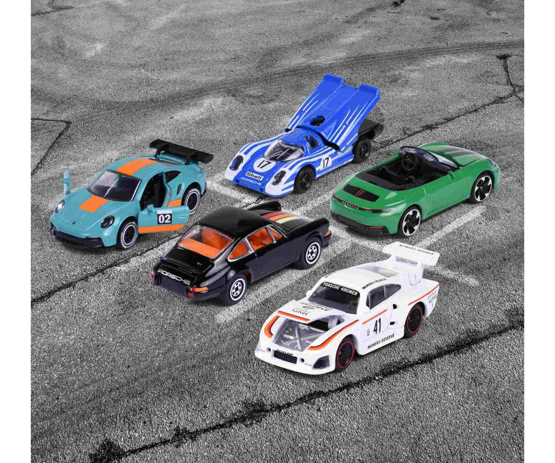 Coffret 5 Voitures Majorette Porsche – Die-cast, Roue Libre – Avec 2 Modèles Exclusifs – Jouet Collection Ou Jeu