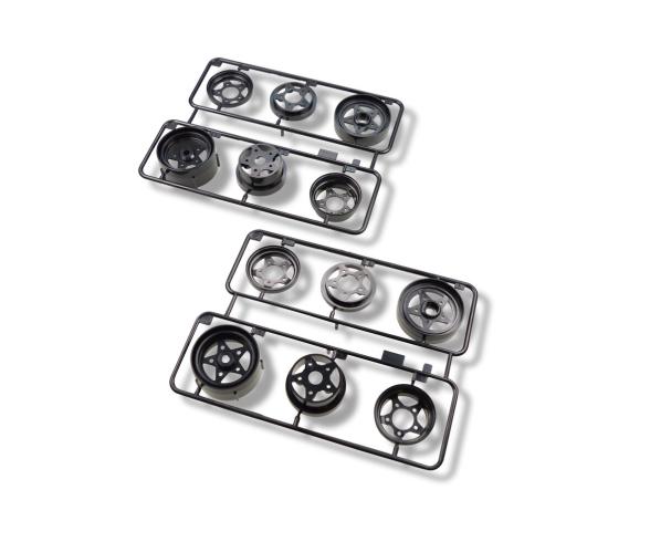 Schwarzes Räder-Set, Modellzubehör, vorne und hinten