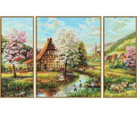 Country Idyll Triptych - Painting by Numbers