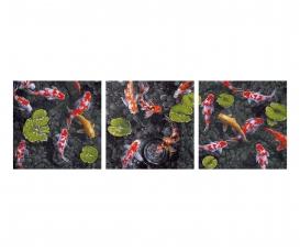Koi - Gems in the Fish Pond Triptych - Painting by Numbers