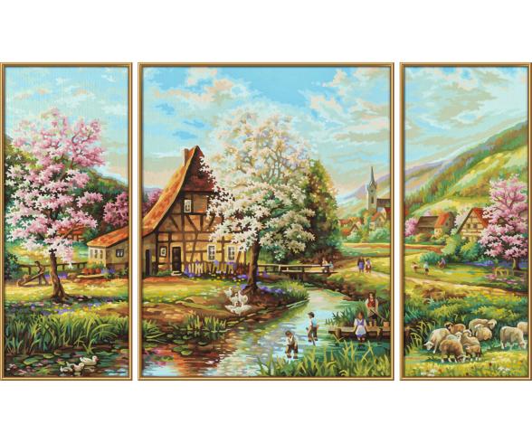 Country Idyll Triptych - Painting by Numbers