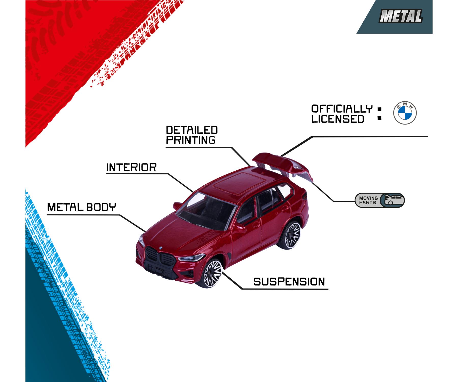 Majorette Coffret BMW 5 Pièces – 2 Modèles Exclusifs, Portes Ouvrantes, Phares Translucides, Suspensions – Dès 3 Ans